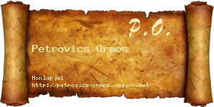 Petrovics Ormos névjegykártya